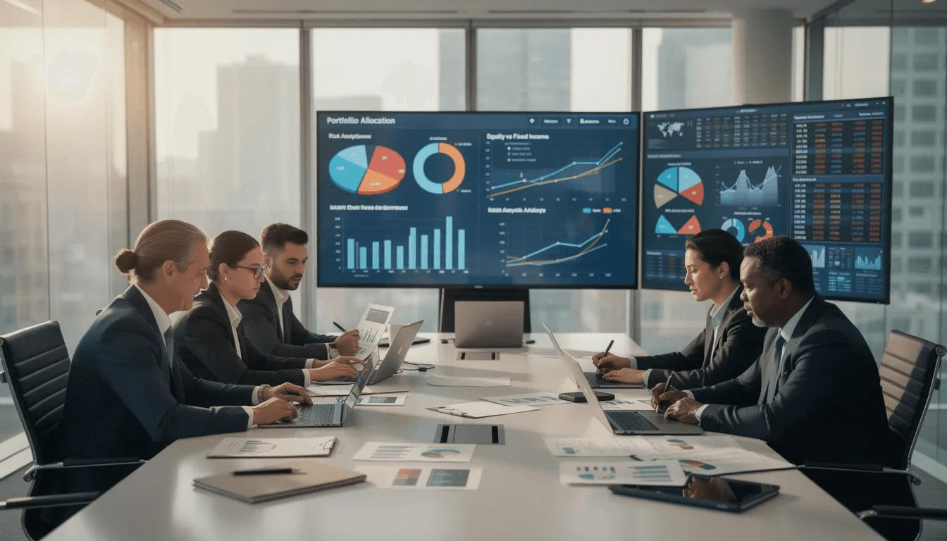 Portfolio manager analyzing capital allocation data
